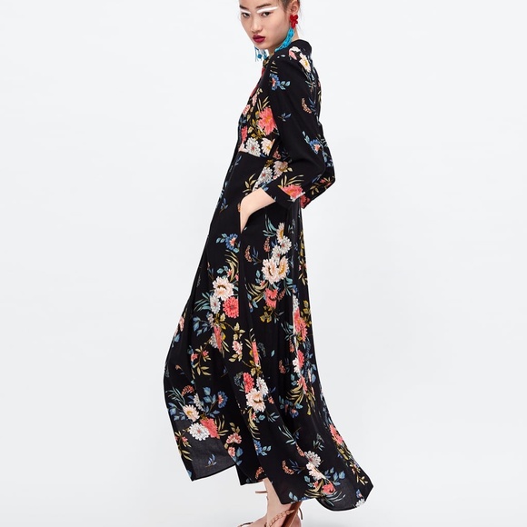 Zara Long Floral Print Dress (Worn Once) - Picture 3 of 12